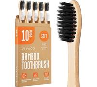 VIVAGO Soft Flossing Bamboo Toothbrushes 10 Pack - BPA Free Soft Bristles Toothbrushes for Adults, Natural Wooden Toothbrush