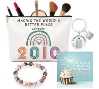 VivaJoy 16th Birthday Gifts Girls, Exquisite Makeup Bag & Pink Stone Bracelet Set with Blessing Card & Keychain - Perfect Birthday Gifts for Girls, Daughter, Best Friend, Sister, Granddaughter
