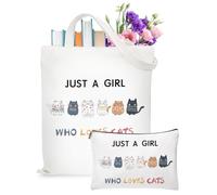 VivaJoy Cat Gifts for Women - Cat Tote Bag and Makeup Bag, Cat Gifts for Girls, Cat Themed Gifts for Women, Teen Girl Gifts, Gifts for Cat Lovers