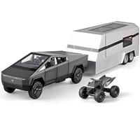 VivaJoy Cyber Truck Model - 1/32 Diecast Cybertruck Gifts with Trailer RV, Metal Pick-Up Model, Dark Gray Versions with Pull Back Features - For Tesla Cybertruck Toy Gifts for Collection and Birthday