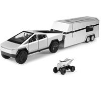 VivaJoy Cyber Truck Model - 1/32 Diecast Cybertruck Models with Trailer RV, Metal Pick-Up Models, Silver Versions with Pull Back Features - For Tesla Cybertruck Gifts for Collection and Birthday