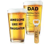 VivaJoy Dad Gifts - Beer Glasses With Engraved Bottle Opener, Premium Birthday Gift From Daughter and Son