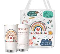 VivaJoy Teacher Gifts，Gifts for Teachers，20 Oz Stainless Steel Tumbler with Charming Pattern of Apple and Trees, Large Capacity Tote Bag with Carefully Designed Patterns, Teachers Gift for Women