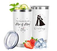 VivaJoy Wedding Gifts for Bride and Groom - Mr and Mrs Gifts Tumblers 20oz, Personalised Ideas Wedding Present for Couples for Anniversary, Engagement, Just Married Gift