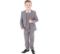 Vivaki Boys Light Grey Suit Formal Wedding Pageboy Party Prom 5pc Suit (0/3 Months)