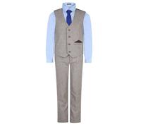 Vivaki Finn - Brown Herringbone 4 Piece Suit - 9/12 months