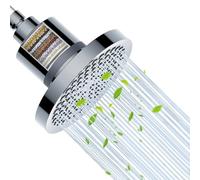 VivaLox Rainfall Shower Head with Filter,Round Fixed Shower Head 6 inch for Removing Hard Water,Residual Chlorine,High Pressure Showerhead with Angle Adjustment,Easy No-Tool Installation,Chrome