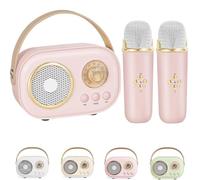 VivaMic Portable Kids Karaoke Fun Set, VivaMic Mini Karaoke Machine with 2 Wireless Microphones, Portable Bluetooth Speaker for Girls Boys 3+ Years Birthday Home Party (Pink)