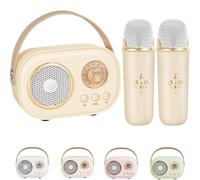VivaMic Portable Kids Karaoke Fun Set, VivaMic Mini Karaoke Machine with 2 Wireless Microphones, Portable Bluetooth Speaker for Girls Boys 3+ Years Birthday Home Party (Yellow)