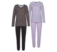 Vivance Dreams Pack of 2 Star Print Pyjamas Lilac / Black