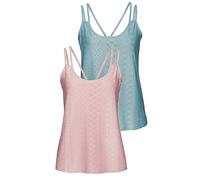 Vivance Pack of 2 Broderie Anglaise Spaghetti Strap Tops Rose / Mint