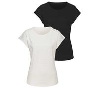 Vivance Pack of 2 Round Neck T-Shirts Black / Cream