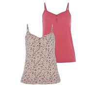 Vivance Pack of 2 Spaghetti Tops with Sweetheart Neckline Berry / White Floral