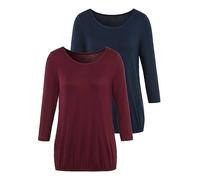 Vivance Pack of 2 Three-Quarter Sleeve Tops Aubergine / Navy