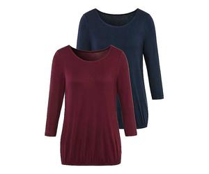 Vivance Pack of 2 Three-Quarter Sleeve Tops Aubergine / Navy