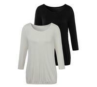 Vivance Pack of 2 Three-Quarter Sleeve Tops Cream / Black