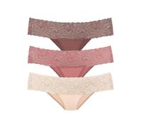 Vivance Pack of 3 Wide Lace Waistband Brazilian Briefs Berry Multi