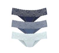 Vivance Pack of 3 Wide Lace Waistband Brazilian Briefs Blue Multi