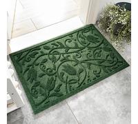 VivaNest Boho Green Floral Leaves Outdoor Indoor Entrance Doormats, Absorbent Durable Heavy Duty Welcome Front Door Mat,Thick Natural Rubber Back,Easy Clean Entryway Mat 23x35 Inch, Low Profile