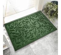 VivaNest Green Leaves Outdoor Indoor Entrance Door mat, Absorbent Durable Heavy Duty Welcome Front Door Mat,Thick Natural Rubber Back,Easy Clean Entryway Mat 17x30 Inch, Low Profile