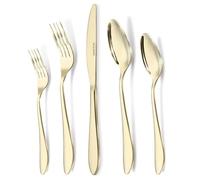 VIVANI Islay Champagne Gold Silverware Set for 8, 40 Piece Flatware Set, Stainless Steel Utensils Set, Kitchen Cutlery Set, Mirror Finish, Dishwasher Safe