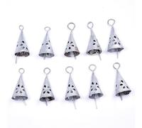 Vivanta 10 Pcs Christmas Bells for Crafts - Silver Small Hanging Metal Tin Bells, Rustic Cone Jingle Bells for Christmas Decorations, Farmhouse Decor, DIY Crafting, Witch Bells, Vintage Boho Ornaments
