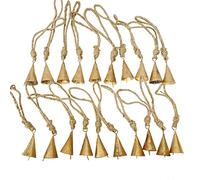 Vivanta 20 Pcs Rustic Gold Metal Cow Bells with Jute Rope 2"- Small Jingle Bells for Crafting, Cone Bells for Crafts, Christmas Bells Ornaments, Witch Bells, Vintage Boho Decor, Sleigh Bells Witches