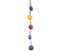 Vivanta 36" Hanging Metal Bells - Hand-Painted Rustic Wind Chime with 5 Large Cowbells on Jute Rope & Glass Beads - Vintage Door Hanging, Fireplace, Garden, Patio, Boho & Christmas Decor (Multi 36")