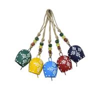 Vivanta Set of 5, 7cm, Painted Bells Hanging Harmony Multicolor Festive Décor Handmade Metal Bells On Rope, Witch Bells, Wall Hanging Décor, Cow Bells Noise Makers, Farmhouse Wall, Multi Color