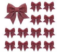 Vivantia 15 Pieces Burgundy Glitter Tree Bows Decorations 17 x 12 cm Foam Sequin Bow Ties for Tree Wreaths Garland Holiday Party Home Decor
