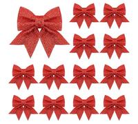 Vivantia 15 Pieces Red Glitter Tree Bows Decorations 14 x 14 cm Foam Sequin Bow Ties for Tree Wreaths Garland Holiday Party Home Decor