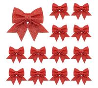 Vivantia 15 Pieces Red Glitter Tree Bows Decorations 17 x 12 cm Foam Sequin Bow Ties for Tree Wreaths Garland Holiday Party Home Decor