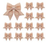 Vivantia 15 Pieces Rose Gold Glitter Tree Bows Decorations 14 x 14 cm Foam Sequin Bow Ties for Tree Wreaths Garland Holiday Party Home Decor
