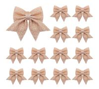 Vivantia 15 Pieces Rose Gold Glitter Tree Bows Decorations 17 x 12 cm Foam Sequin Bow Ties for Tree Wreaths Garland Holiday Party Home Decor