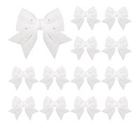 Vivantia 15 Pieces White Glitter Tree Bows Decorations 14 x 14 cm Foam Sequin Bow Ties for Tree Wreaths Garland Holiday Party Home Decor