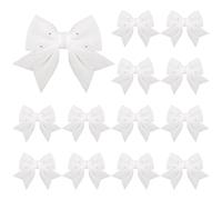 Vivantia 15 Pieces White Glitter Tree Bows Decorations 17 x 12 cm Foam Sequin Bow Ties for Tree Wreaths Garland Holiday Party Home Decor