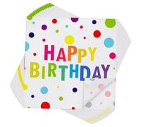 Vivantia 24 Pieces Birthday Party Napkins with Rainbow Dot Design 13 x 13 Inch Disposable Paper Napkins for Guests Birthday Dinner Table Decorations & Party Supplies
