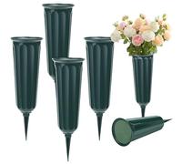 Vivantia 4 Pieces Grave Vases with Spikes & Floral Foam Cemetery Vases Graveside Flowers Holder Graves Flower Vase for Grave Yard Lawn Memorial Garden Decor (Green)