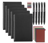 Vivantia 5 Packs Spiral Notebooks A5 Lined Notepads with 5 Gel Pens 50 Sheets Travel Journals Wirebound Sketchbook Sketchpad for Work, Study, School, Black