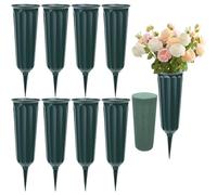 Vivantia 8 Pieces Grave Vases with Spikes & Floral Foam Cemetery Vases Graveside Flowers Holder Graves Flower Vase for Grave Yard Lawn Memorial Garden Decor (Green)