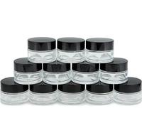 Vivaplex, 12, Clear, 15 ml (1/2 oz), Round Glass Jars, with Inner Liners and black Lids