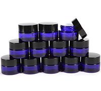 Vivaplex, 12, Cobalt Blue, 1 oz, Round Glass Jars, with Inner Liners and black Lids