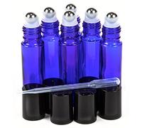 Vivaplex 6, Cobalt Blue, 10 Ml Glass Roll-On Bottles With Stainless Steel Roller Balls - .5 Ml Dropper Included