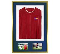 Vivarti DIY 3D Mounted + Double Aperture Sports Shirt Display Gold Frame with Colour Mounts (Adult, 61 x 91.5cm - Gold Frame, Blue Mount, White Backing Card)