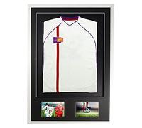 Vivarti DIY Adult 3D Mounted + Double Aperture Sports Shirt Display Frame for Football Shirt, Rugby Shirt, Band T-Shirt Shadow Box - 61 x 91.5cm - White Frame, Black Mount, Black Backing Card