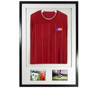 Vivarti DIY Adult 3D Mounted + Double Aperture Sports Shirt Display Frame for Football Shirt, Rugby Shirt, Band T-Shirt Shadow Box - 61 x 91.5cm - Black Frame, White Mount, White Backing Card