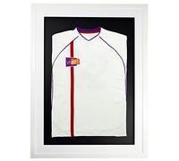 Vivarti DIY Adult 3D Mounted Sports Shirt Display Frame for Football Shirt, Rugby Shirt, Band T-Shirt Shadow Box - 60 x 80cm - White Frame, White Mount, Black Backing Card
