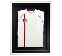 Vivarti DIY Adult 3D Mounted Sports Shirt Display Frame for Football Shirt, Rugby Shirt, Band T-Shirt Shadow Box - 60 x 80cm - White Frame, Black Mount, Black Backing Card