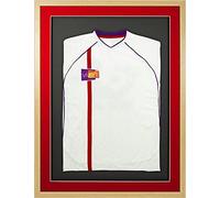 Vivarti DIY Adult 3D Mounted Sports Shirt Display Frame - Oak MDF Frame, Red Mount, Black Backing Card - 60 x 80cm / 23.62 x 31.49 inches