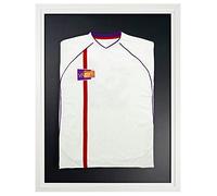 Vivarti DIY Adult Standard Sports Shirt Display Frame for Football Shirt, Rugby Shirt, Band T-Shirt Shadow Box - 60 x 80cm - White Frame, White Inner Frame, Black Backing Card